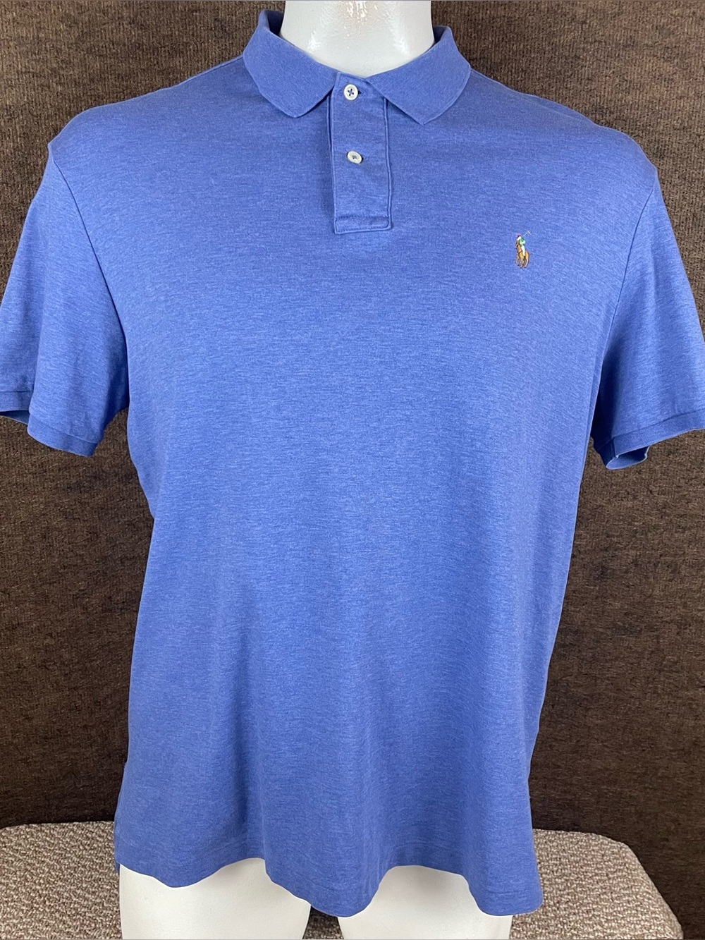 Polo Ralph Lauren Shirt Men XL Blue Pima Soft Touch Flesh Pony Golf F442